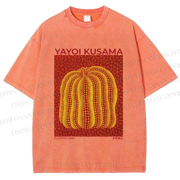 Unisex Yayoi Kusama Pumpkin Printed Washed Tee