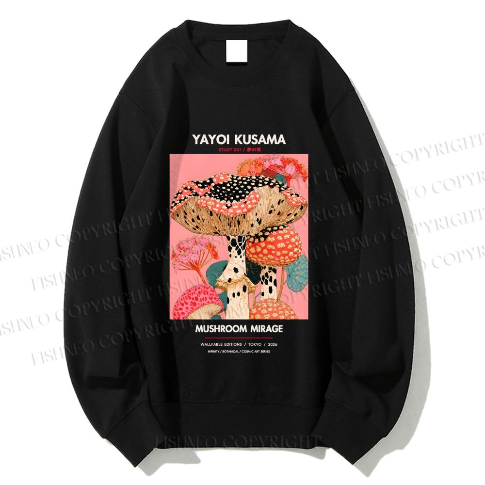 Unisex Yayoi Kusama Mushroom Printed Sweatshirt
