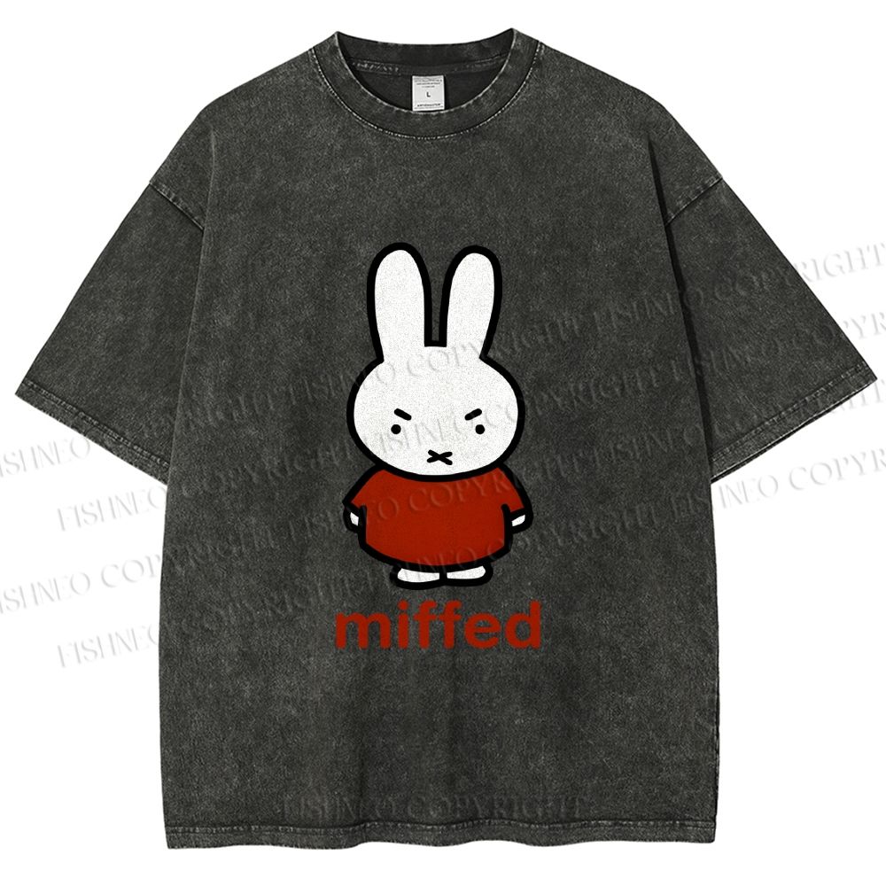 Unisex Miffy Not Happy Printed Washed Tee