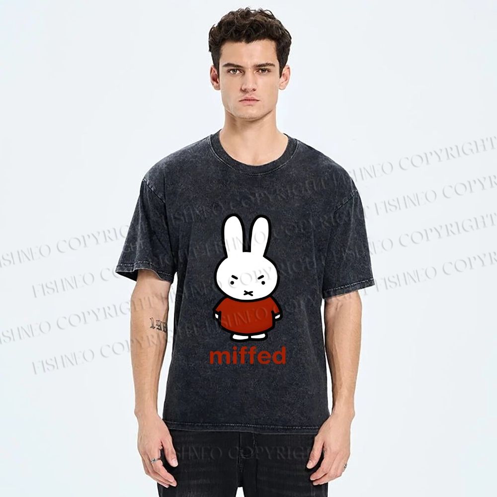 Unisex Miffy Not Happy Printed Washed Tee
