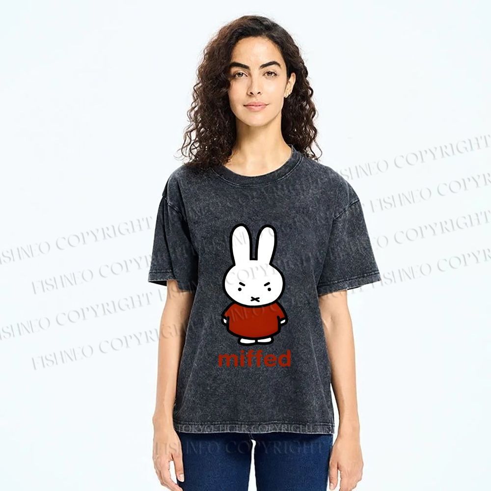 Unisex Miffy Not Happy Printed Washed Tee
