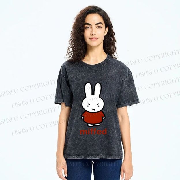 Unisex Miffy Not Happy Printed Washed Tee