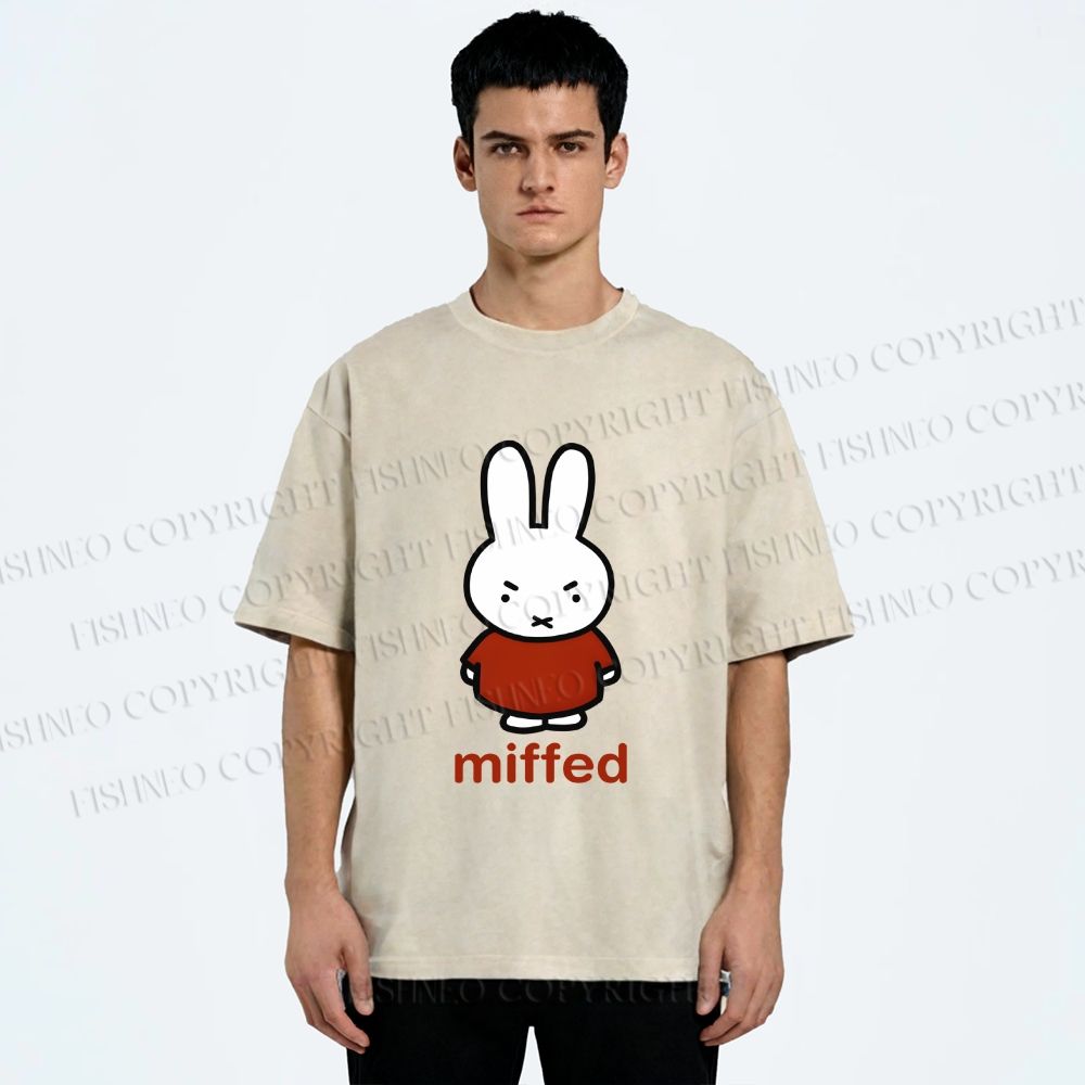 Unisex Miffy Not Happy Printed Washed Tee
