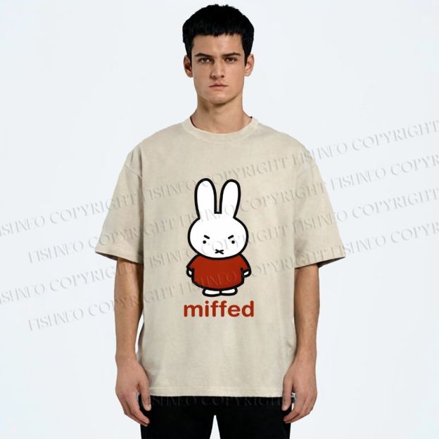Unisex Miffy Not Happy Printed Washed Tee