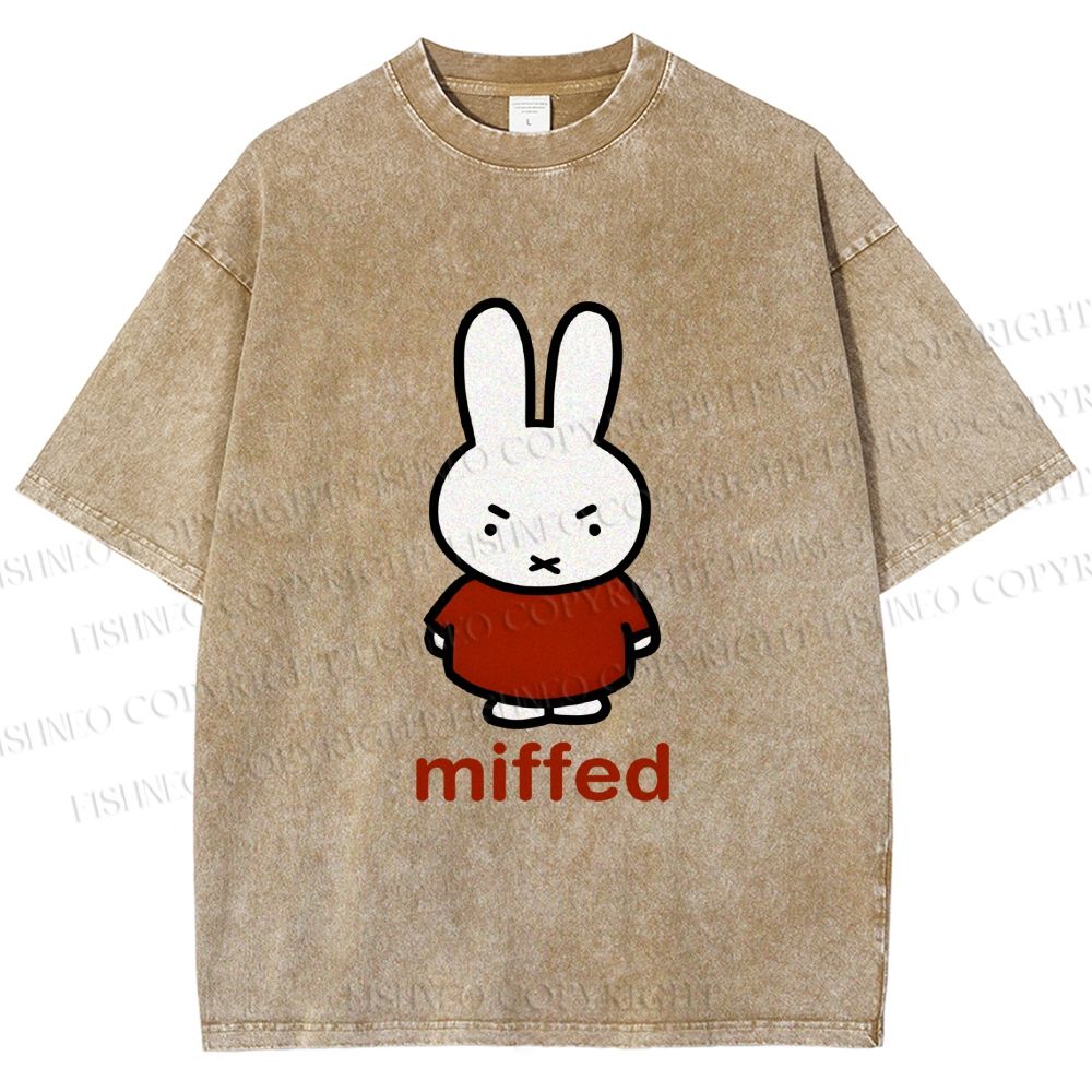 Unisex Miffy Not Happy Printed Washed Tee