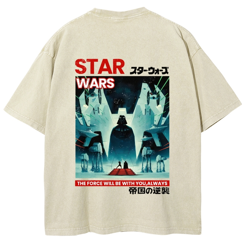 Jaws Shark Vintage Wash Japanese Design Back Art T-Shirt