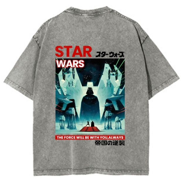 Jaws Shark Vintage Wash Japanese Design Back Art T-Shirt