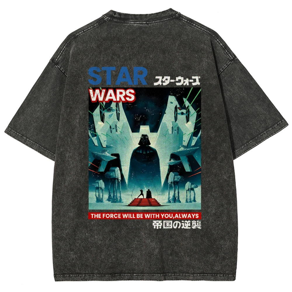 Jaws Shark Vintage Wash Japanese Design Back Art T-Shirt