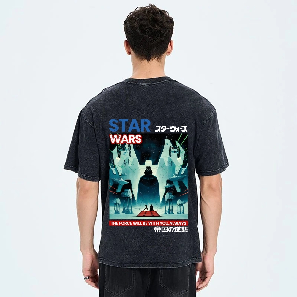 Jaws Shark Vintage Wash Japanese Design Back Art T-Shirt