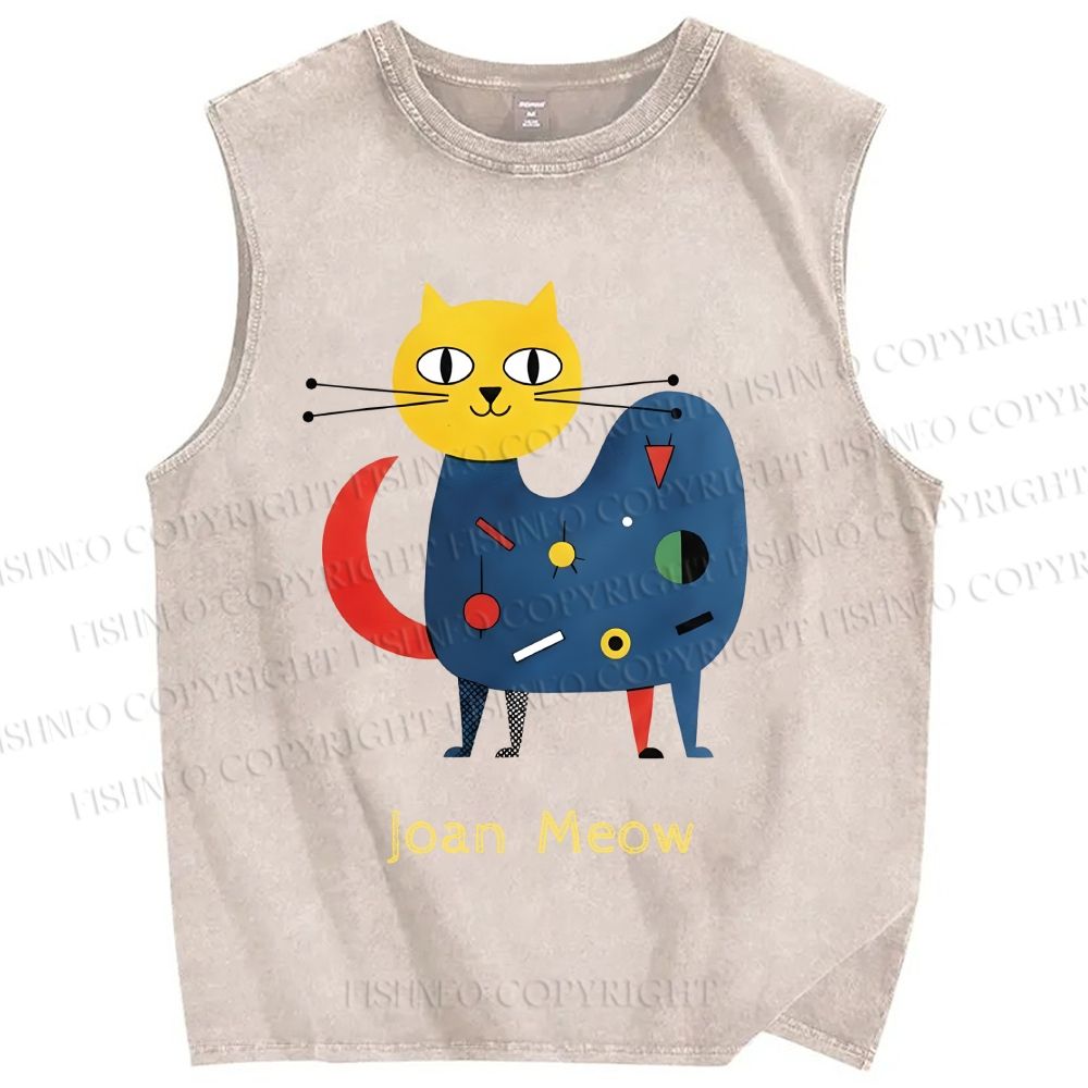 Unisex Joan Meow Printed Washed Tank Top