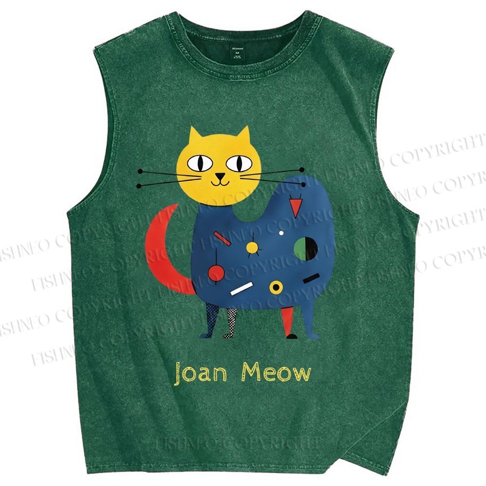 Unisex Joan Meow Printed Washed Tank Top