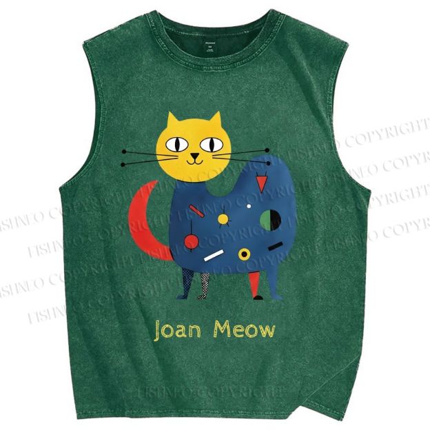 Unisex Joan Meow Printed Washed Tank Top