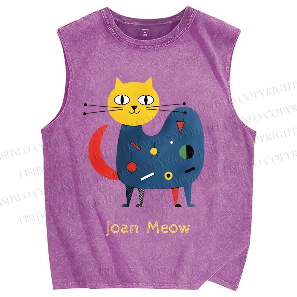 Unisex Joan Meow Printed Washed Tank Top