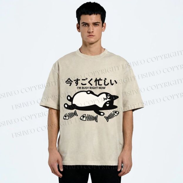 Unisex I Am Busy Right Now Printed Washed Tee