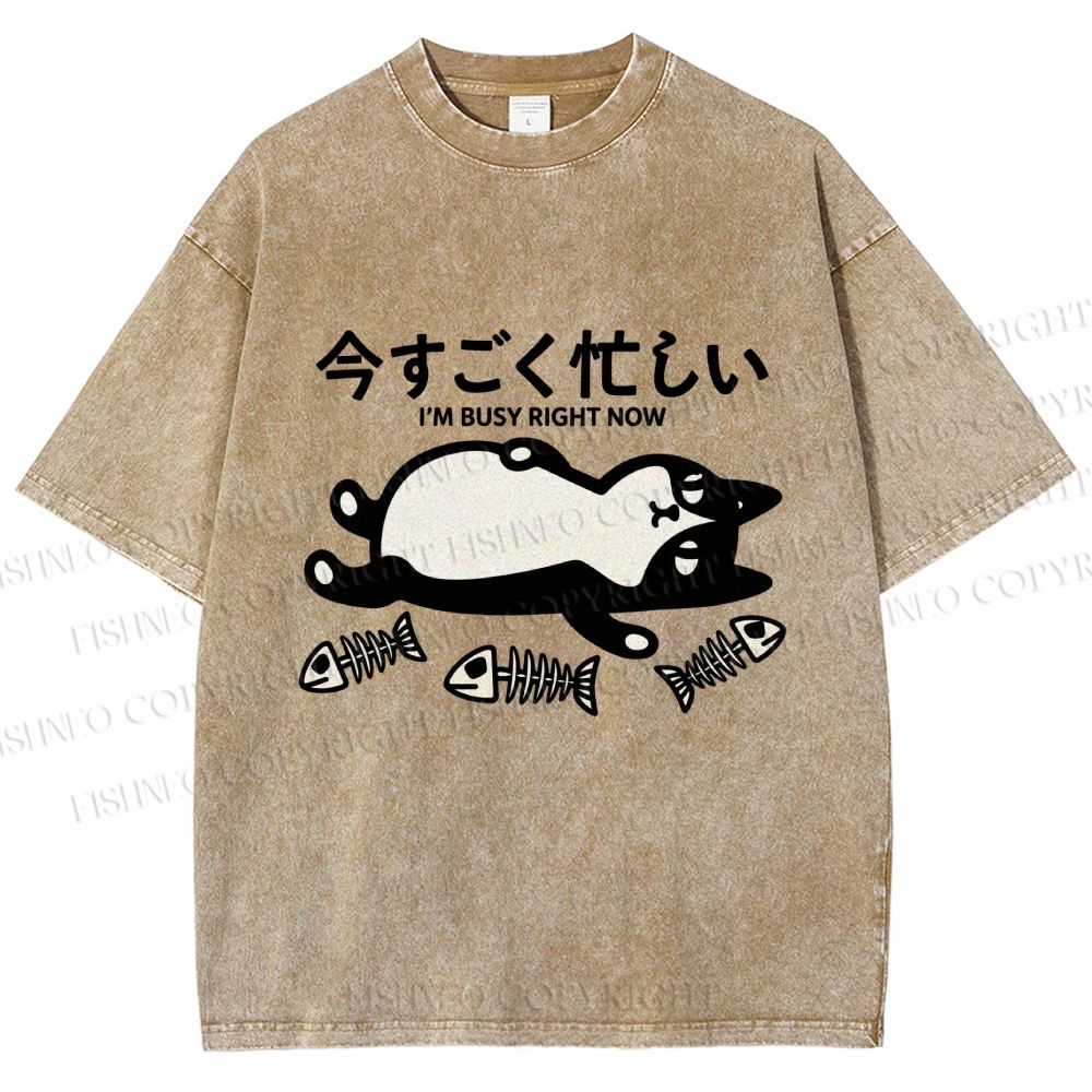 Unisex I Am Busy Right Now Printed Washed Tee