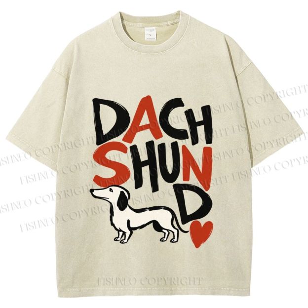 Unisex Dachshund Printed Washed Tee