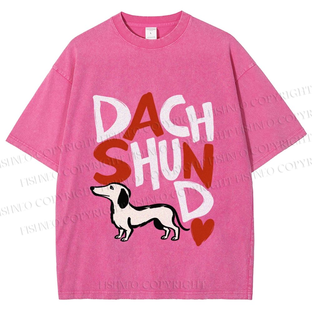 Unisex Dachshund Printed Washed Tee