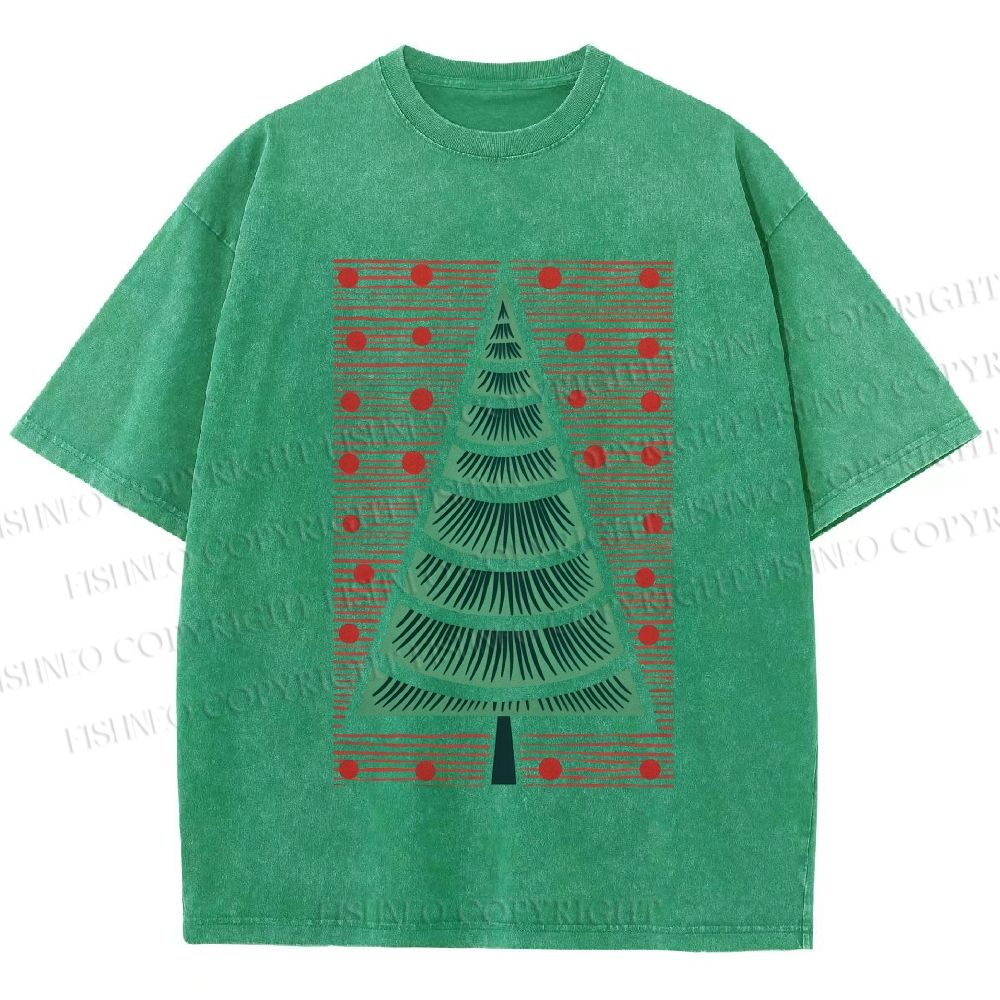 Unisex Christmas Tree Printed Washed Tee
