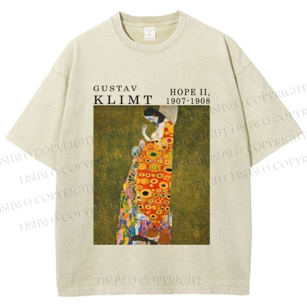 Unisex Klimt Hope Woman Printed Washed Tee