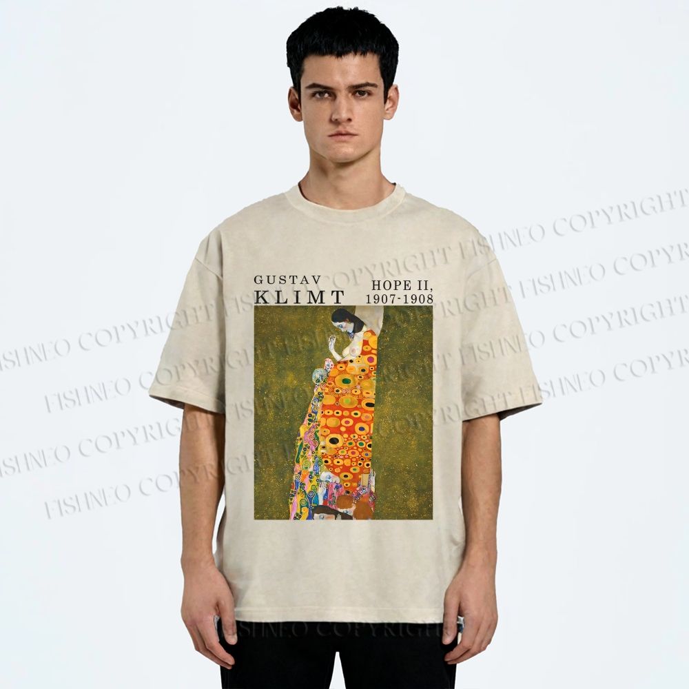 Unisex Klimt Hope Woman Printed Washed Tee