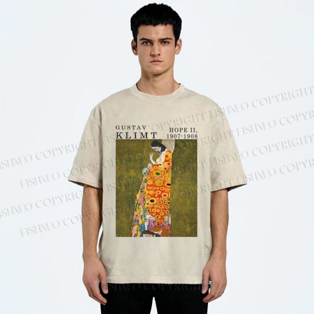 Unisex Klimt Hope Woman Printed Washed Tee