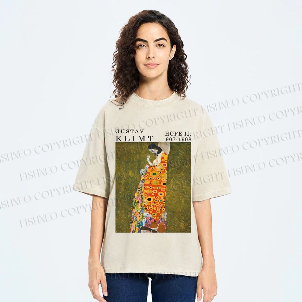 Unisex Klimt Hope Woman Printed Washed Tee