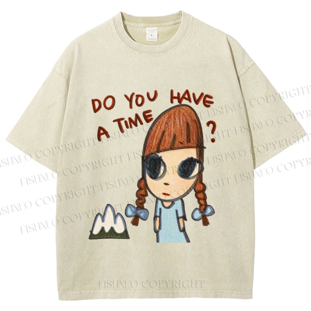 Unisex Yoshitomo Nara Girl Printed Washed Tee