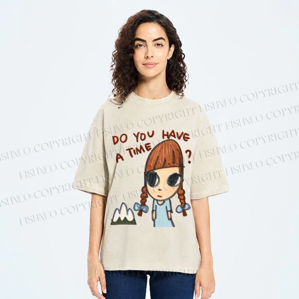 Unisex Yoshitomo Nara Girl Printed Washed Tee