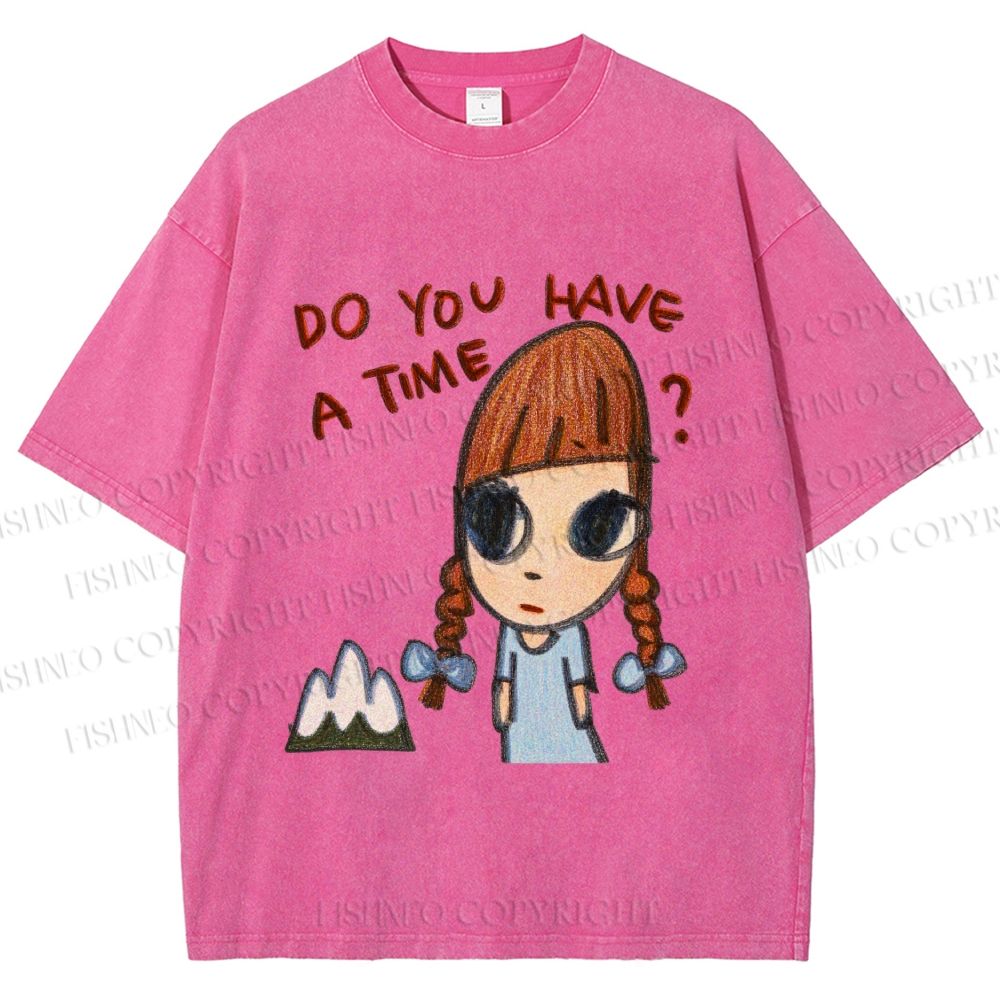 Unisex Yoshitomo Nara Girl Printed Washed Tee