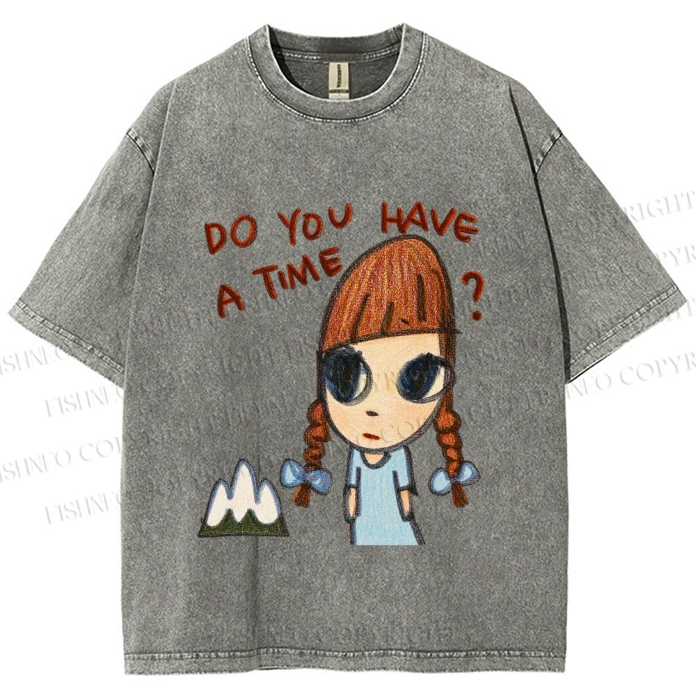 Unisex Yoshitomo Nara Girl Printed Washed Tee