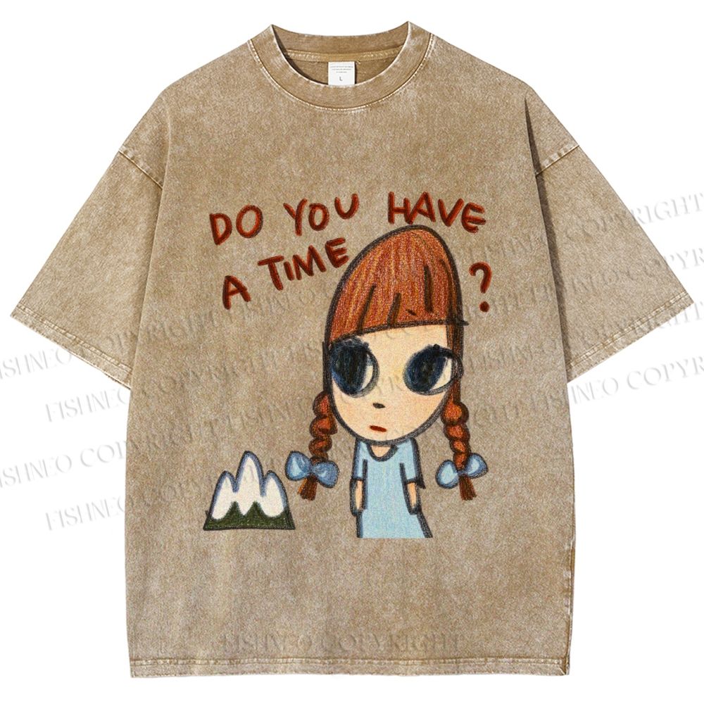 Unisex Yoshitomo Nara Girl Printed Washed Tee