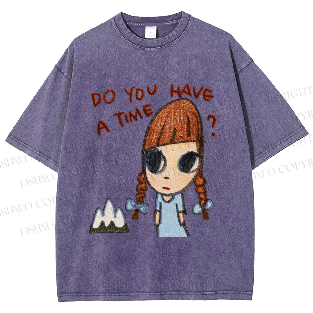 Unisex Yoshitomo Nara Girl Printed Washed Tee