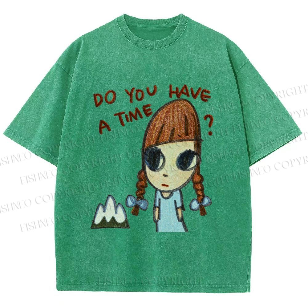Unisex Yoshitomo Nara Girl Printed Washed Tee
