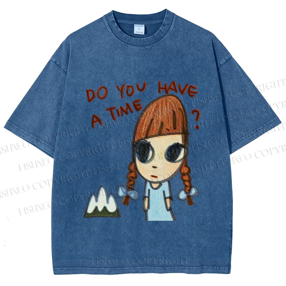 Unisex Yoshitomo Nara Girl Printed Washed Tee