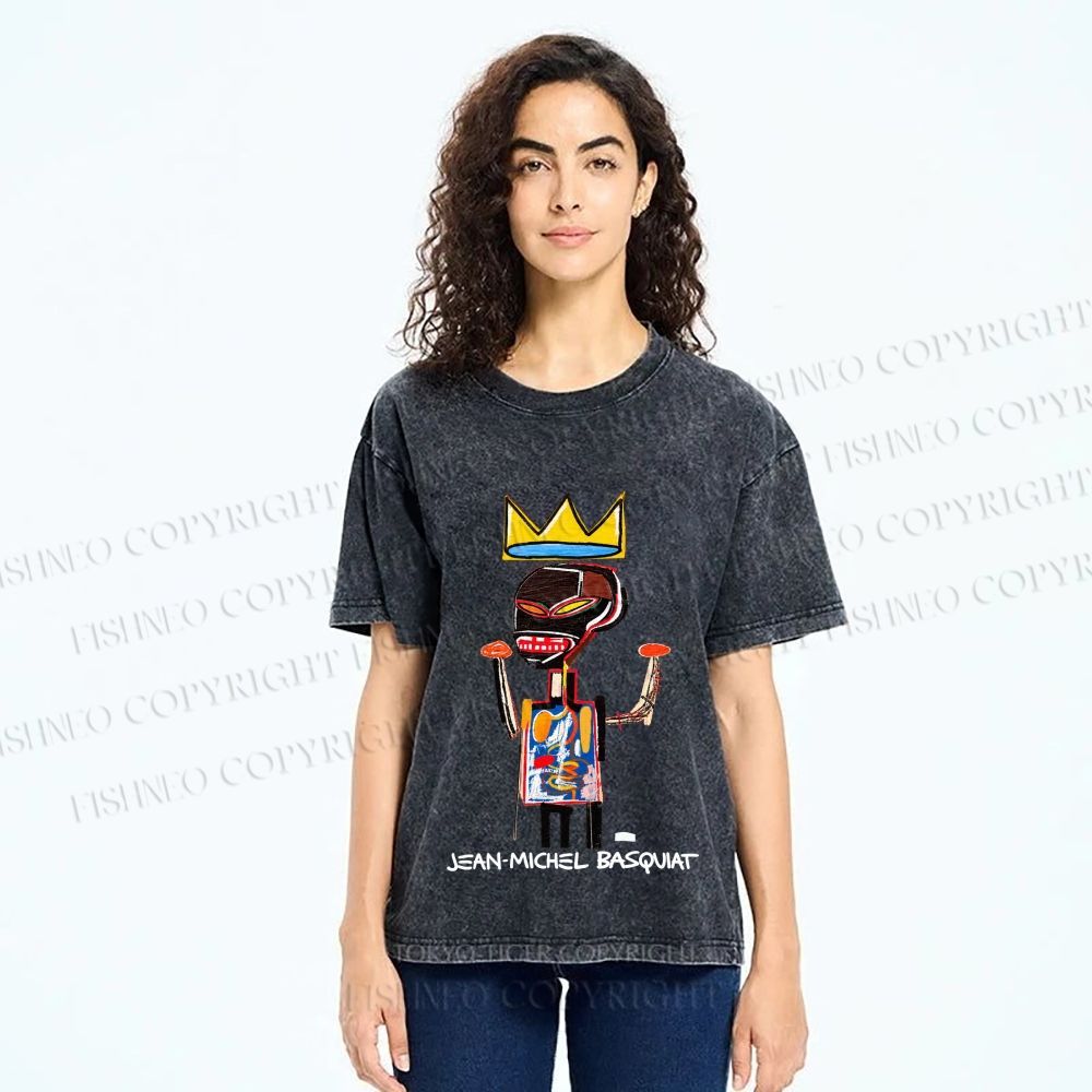 Unisex Jean-Michel Basquiat Printed Washed Tee