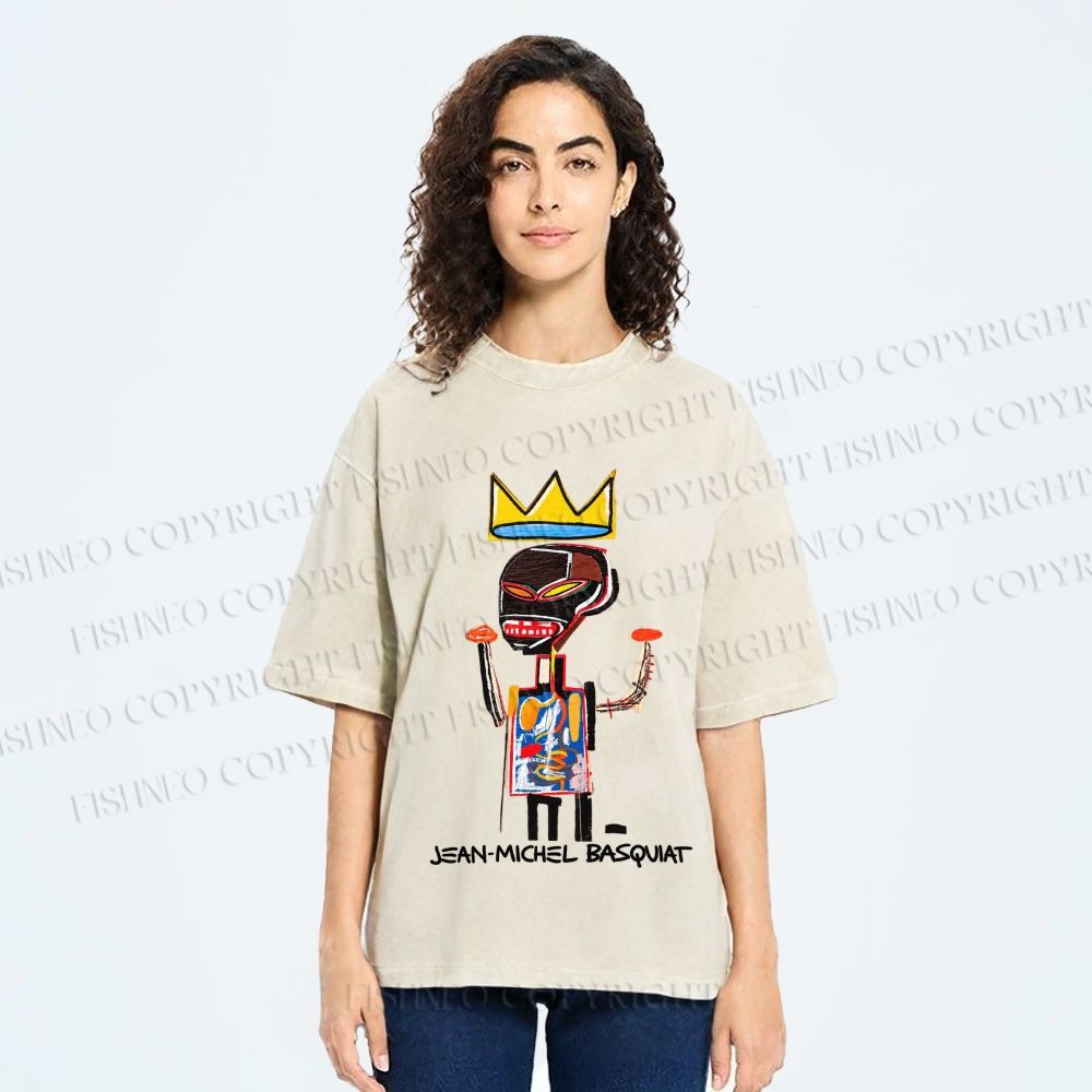 Unisex Jean-Michel Basquiat Printed Washed Tee