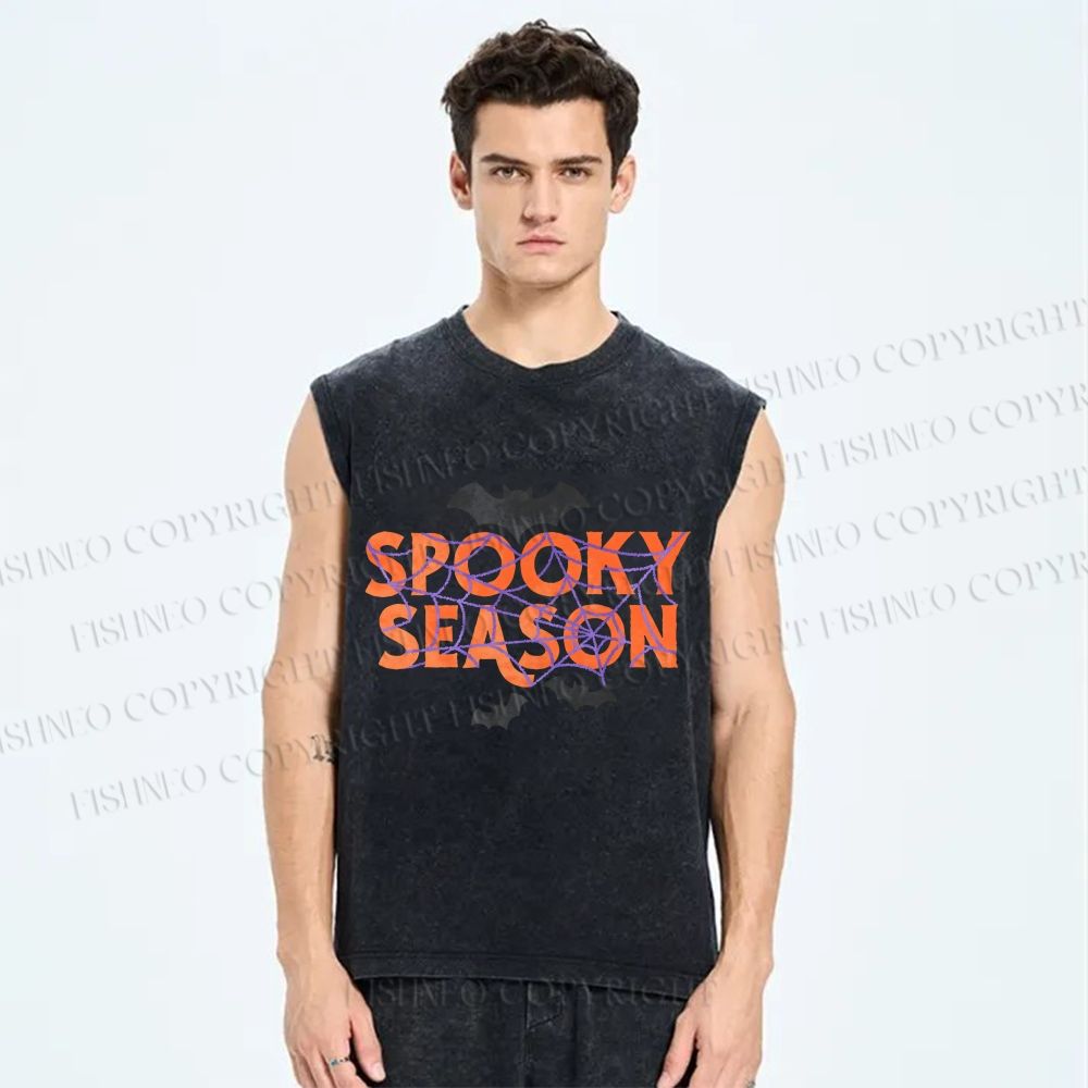 Unisex Halloween Spooky Season Printed Washed Tank Top