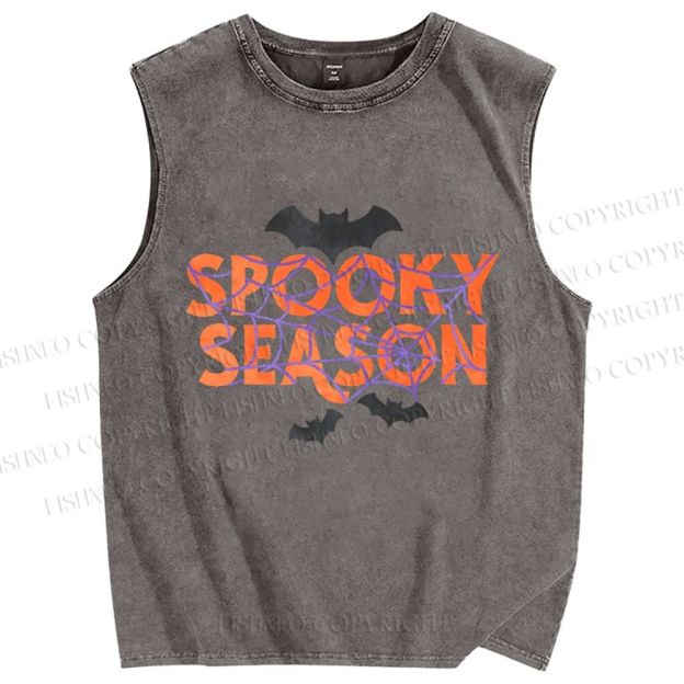 Unisex Halloween Spooky Season Printed Washed Tank Top