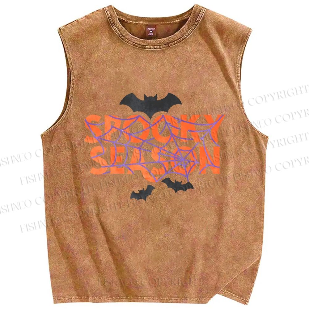 Unisex Halloween Spooky Season Printed Washed Tank Top