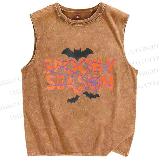 Unisex Halloween Spooky Season Printed Washed Tank Top
