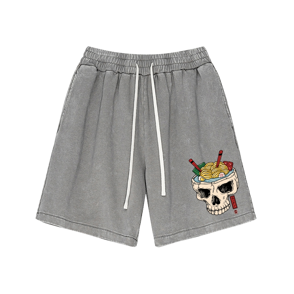 Skull Ramen Cotton Casual Shorts