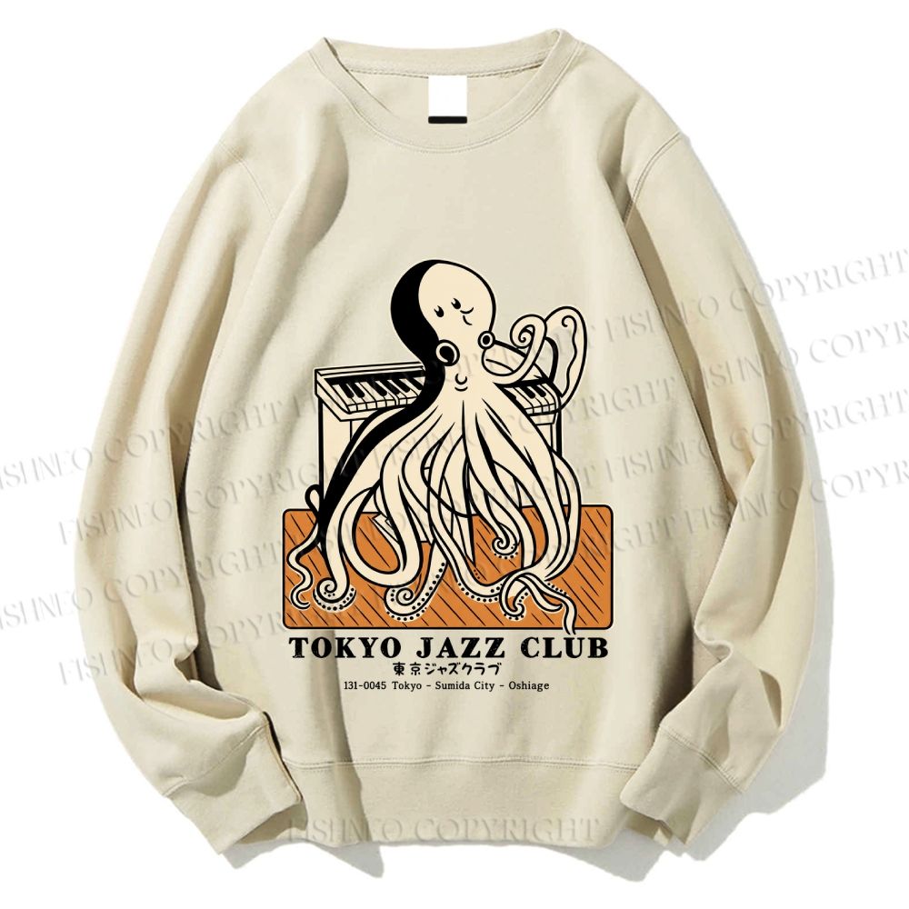 Unisex Tokyo Jazz Club Octopus Printed Sweatshirt