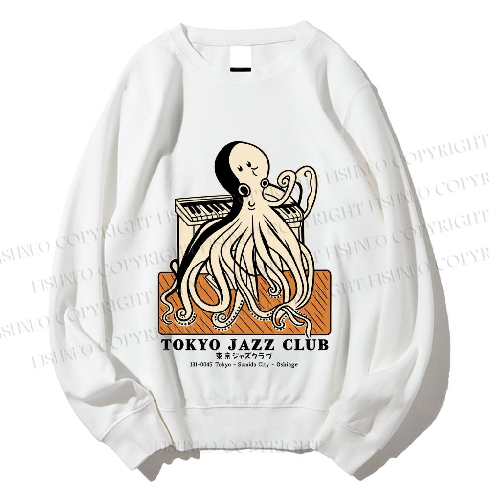 Unisex Tokyo Jazz Club Octopus Printed Sweatshirt