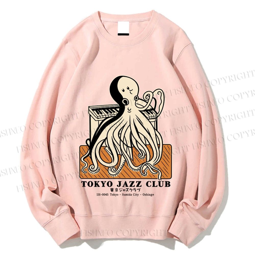 Unisex Tokyo Jazz Club Octopus Printed Sweatshirt