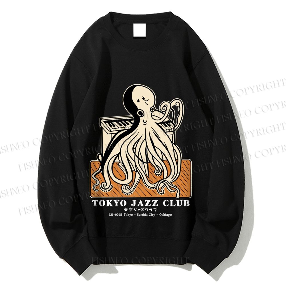 Unisex Tokyo Jazz Club Octopus Printed Sweatshirt