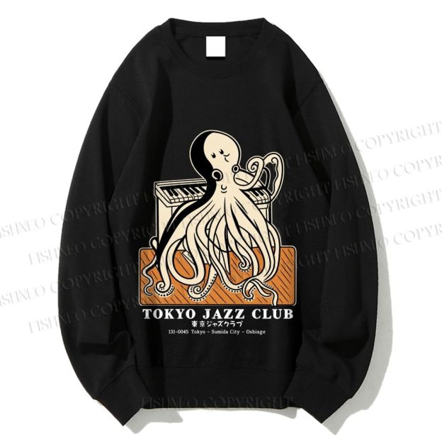 Unisex Tokyo Jazz Club Octopus Printed Sweatshirt
