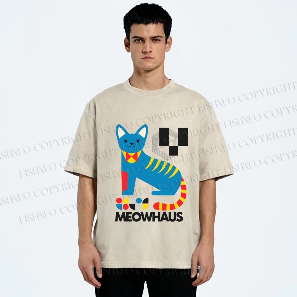 Unisex Meowhaus Printed Washed Tee