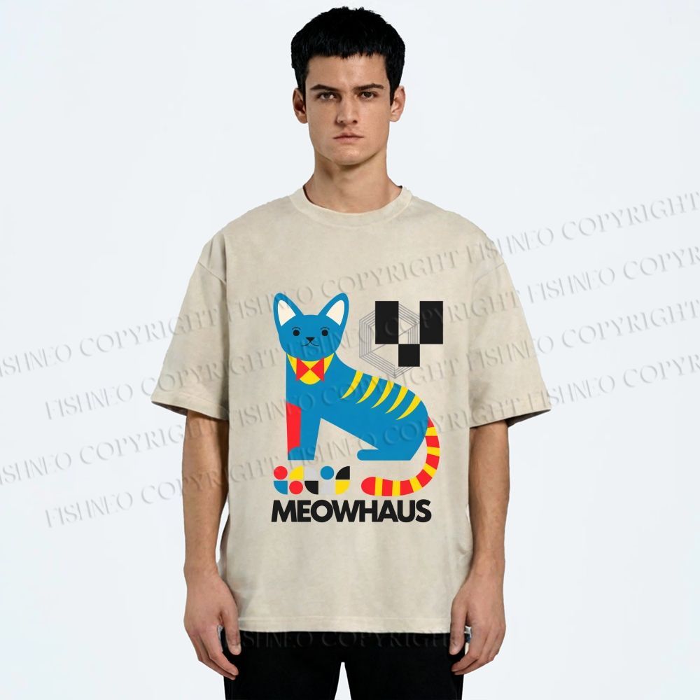 Unisex Meowhaus Printed Washed Tee