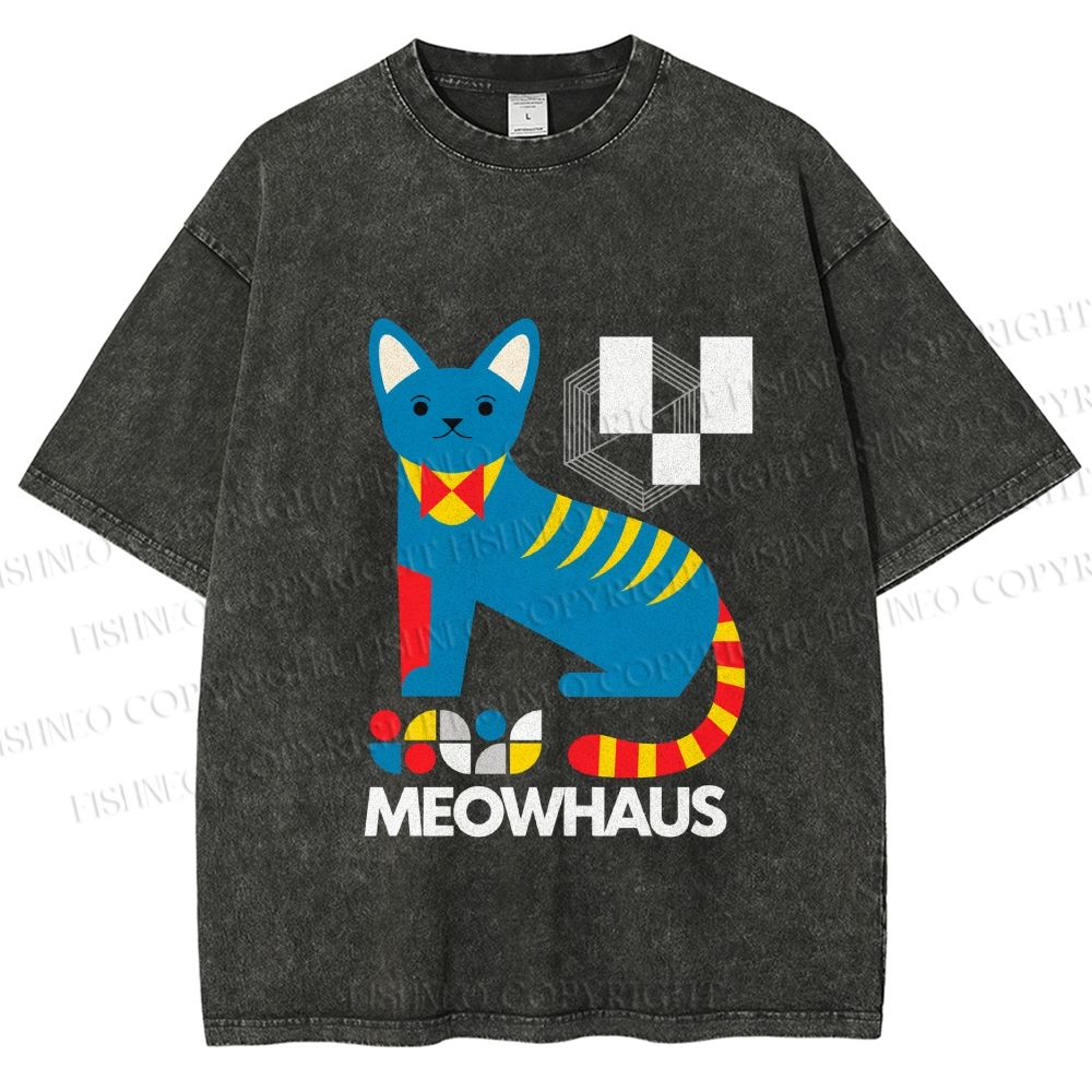 Unisex Meowhaus Printed Washed Tee