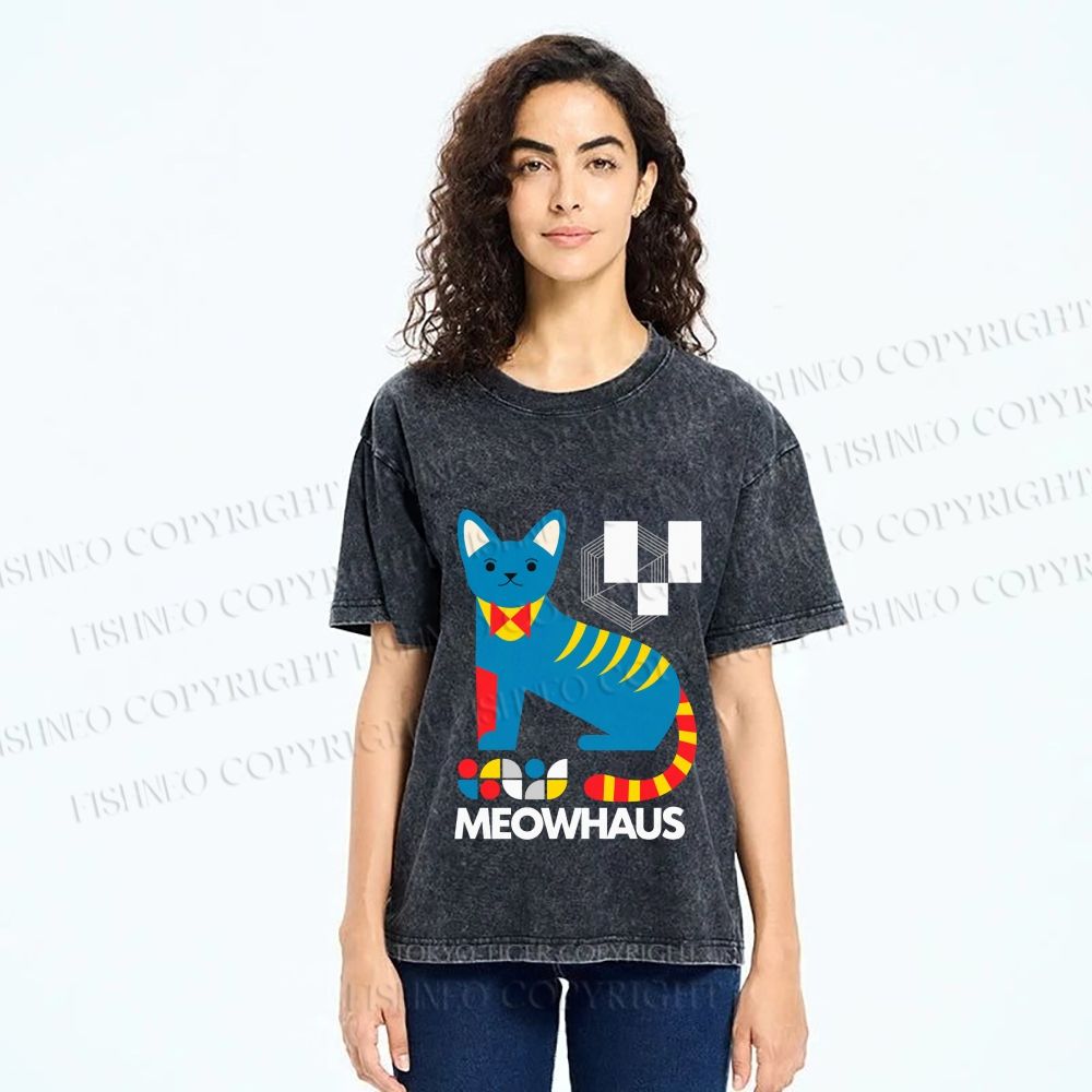 Unisex Meowhaus Printed Washed Tee